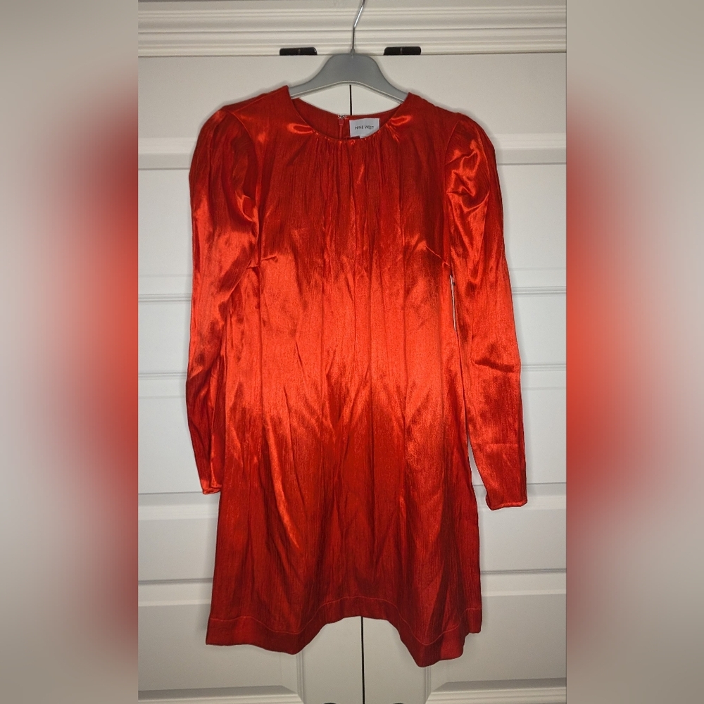 NWT Nine West XS Womens Red Long Sleeve Dress 'Luxe Animal'